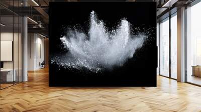 White powder explosion on black background. Colored cloud. Colorful dust explode. Paint Holi. Wall mural