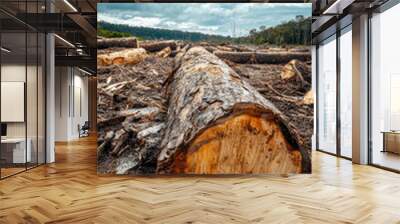 Destruction caused by illegal logging is evident in this landscape Wall mural