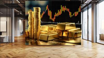 growth gold bar financial investment stock diagram Wall mural