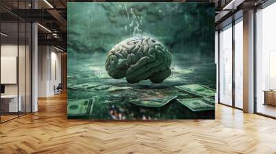 human brain making money Wall mural