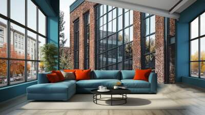 Modern Industrial Building with Exposed Brick Design Wall mural