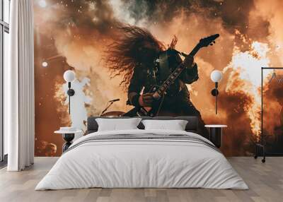 Powerful portrait of a super cool extreme metal rock Wall mural