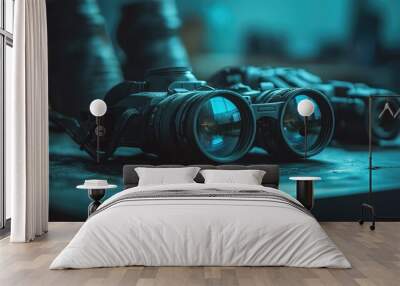 Tactical Night Vision Goggles on Table Wall mural