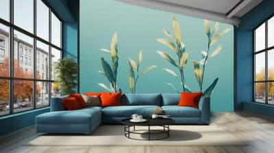 Underwater plants gently sway in serene aquatic environment, creating calming atmosphere Wall mural