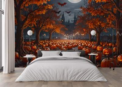 halloween background with pumpkin Wall mural