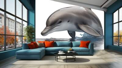 bottlenose dolphin jumping out of water, isolated, generative ai Wall mural