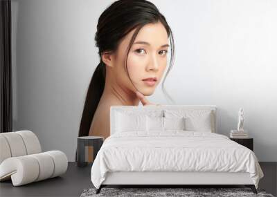 Beautiful young asian woman with clean fresh skin on white background, Face care, Facial treatment, Cosmetology, beauty and spa, Asian women portrait. Wall mural