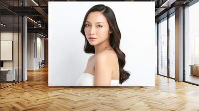 Beautiful young asian woman with clean fresh skin on white background, Face care, Facial treatment, Cosmetology, beauty and spa, Asian women portrait. Wall mural