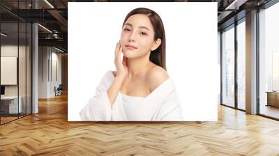 Beautiful young asian woman with clean fresh skin on white background, Face care, Facial treatment, Cosmetology, beauty and spa, Asian women portrait. Wall mural