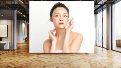 Beautiful young asian woman with clean fresh skin on white background, Face care, Facial treatment, Cosmetology, beauty and spa, Asian women portrait. Wall mural