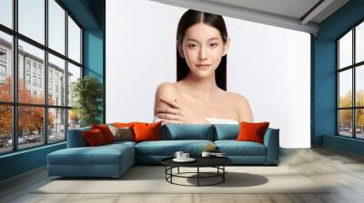 Beautiful young asian woman with clean fresh skin on white background, Face care, Facial treatment, Cosmetology, beauty and spa, Asian women portrait. Wall mural