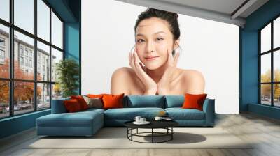 Beautiful young asian woman with clean fresh skin on white background, Face care, Facial treatment, Cosmetology, beauty and spa, Asian women portrait. Wall mural