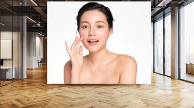 Beautiful young asian woman with clean fresh skin on white background, Face care, Facial treatment, Cosmetology, beauty and spa, Asian women portrait Wall mural