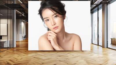 Beautiful young asian woman with clean fresh skin on white background, Face care, Facial treatment, Cosmetology, beauty and spa, Asian women portrait Wall mural