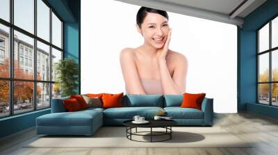 Beautiful young asian woman with clean fresh skin on white background, Face care, Facial treatment, Cosmetology, beauty and spa, Asian women portrait Wall mural