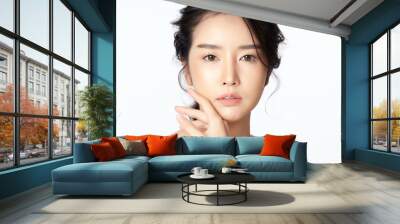 Beautiful young asian woman with clean fresh skin on white background, Face care, Facial treatment, Cosmetology, beauty and spa, Asian women portrait Wall mural