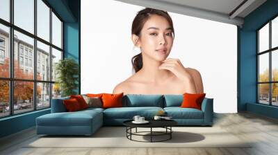 Beautiful young asian woman with clean fresh skin on white background, Face care, Facial treatment, Cosmetology, beauty and spa, Asian women portrait Wall mural