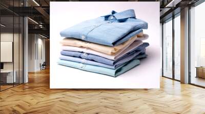 Classic men's shirts stacked on white background. Wall mural