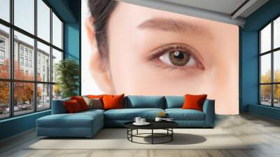 close up of beauty asia woman eye on white background Wall mural