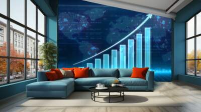 business growth and success infographics with glow and rising arrow  Wall mural