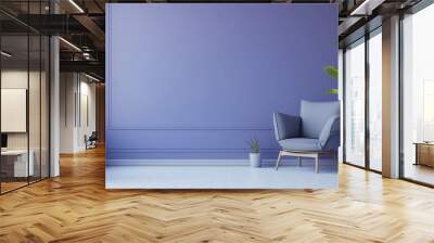 Living room with a purple wall and a purple chair Wall mural