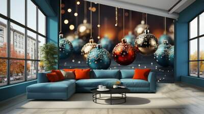 Merry Christmas and happy New Year snow background Generative AI Wall mural