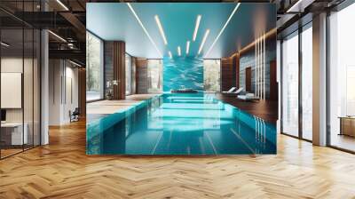 Modern light interior swimming pool room Generative AI Wall mural