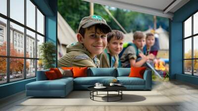 Summer camps, scout children camping
 Wall mural