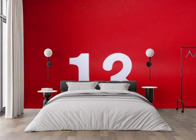 No. 13 ( thirteen ) Isolated red  Background with Copy Space - Lucky or unlucky Number 13% Percentage or Promotion - Discount or anniversary concept                            Wall mural