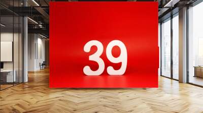 No. 39 ( thirty nine ) Isolated red  Background with Copy Space - Number 39% Percentage or Promotion - Discount or anniversary concept                                  Wall mural