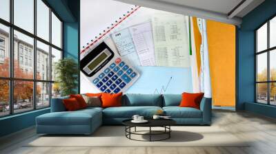 Account book with Calculator and documents Wall mural