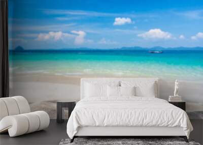 Tropical beautiful sand beach and clear water with copy space, Summer vacation Wall mural