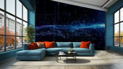 Digital matrix particles grid virtual reality abstract cyber space environment background Wall mural