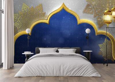 Eid Al Adha Mubarak or the Festival of Sacrifice for the Muslim community Background Decorations with elegant arabesque mamdala flowers design Wall mural