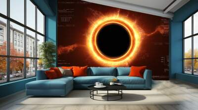 Futuristic head up display simulation of a Black Hole a region of space-time exhibiting such strong gravitational effects that nothing can escape Wall mural