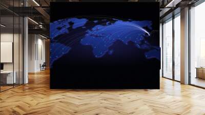 Global connectivity from Tokyo, Japan to other major cities around the world. Technology and network connection, trading and traveling concept. World map element furnished by NASA Wall mural