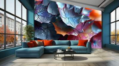 autumn leaves on black Wall mural