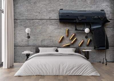 gun on wood Wall mural