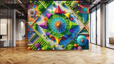 Dynamic mathematical concepts illustrated with vibrant designs and colorful graphics, engaging learners and enhancing understanding through captivating visuals and interactive elements. Explore creati Wall mural