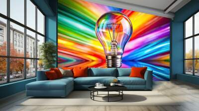 Illuminated by colorful shades, the lightbulb symbolizes innovation, inspiring fresh business concepts. Transform vibrant ideas into actionable solutions that fuel your organization's growth and succe Wall mural