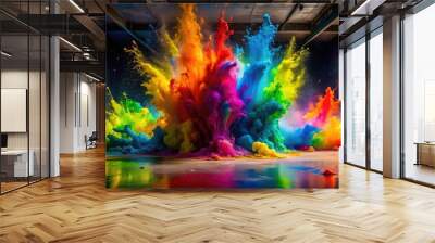 vibrant surreal shot of brightly colored cement liquid blend exploding in mid air with bold dramatic shadows Wall mural