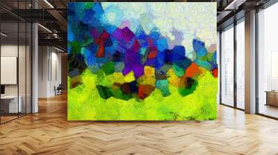 Illustration style background image, various colorful abstract patterns, oil painting pattern, create impressionist painting style. Wall mural