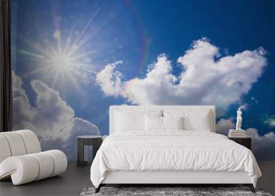 Cloud scape and sunshine with blue sky background
 Wall mural