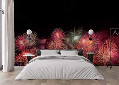 Colorful of fireworks in holiday festival from Pattaya Chonburi Thailand Wall mural