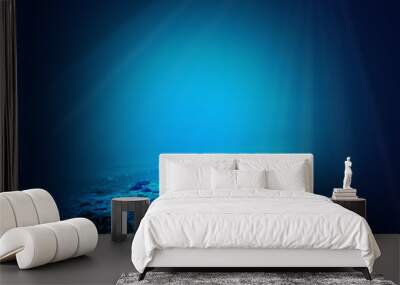 Deep blue sea background with sunlight shining 
 Wall mural