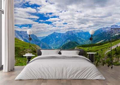 Landscape of mountains on cloudy day in summer  Wall mural