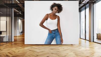 Beautiful black female model isolated on white background Wall mural