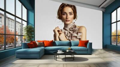 Beauty portrait of female model with natural skin Wall mural