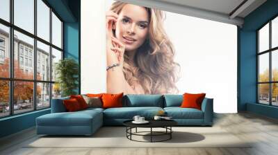 portrait of beautiful happy blonde woman Wall mural