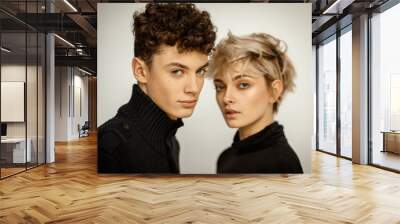 Portrait of beautiful young couple Wall mural